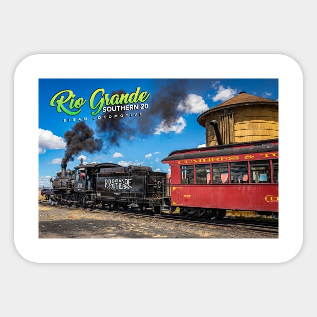Rio Grande Southern 20 Steam Locomotive at Antonito Colorado Sticker by Gestalt Imagery